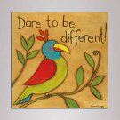 Mini Size Cartoon parrot Painting Canvas Print One Panel Ready to Hang