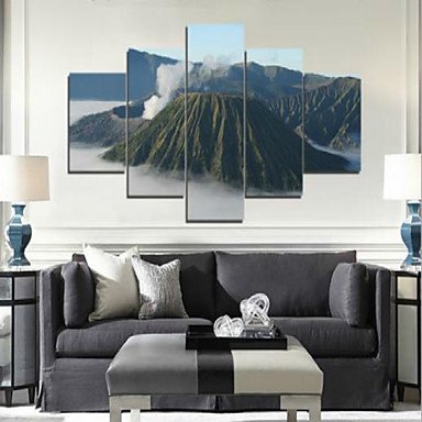Art Print Landscape Modern Five Panels Horizontal Print Wall Decor For Home Decoration