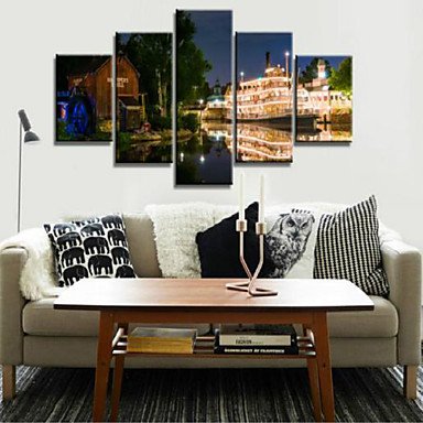Art Print Landscape Modern Five Panels Horizontal Print Wall Decor For Home Decoration