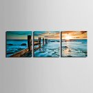 E-HOME Stretched Canvas Art Scenery Along The Coast Decoration Painting  Set of 3