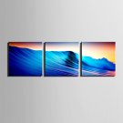 E-HOME Stretched Canvas Art Blue Waves Decoration Painting  Set of 3
