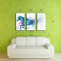 E-HOME Stretched Canvas Art Blue Fantasy Horse Pentium Decoration Painting Set Of 3
