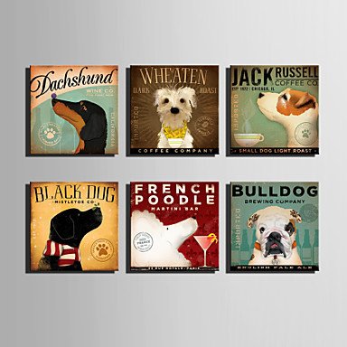 E-HOME Stretched Canvas Art  Dog Series Decoration Painting MINI SIZE One Pcs