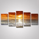 5 Panels Sunrise Seascape Picture Print on Canvas Unframed