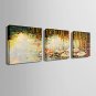 E-HOME Stretched Canvas Art Lotus Pond Autumn Decoration Painting Set Of 3