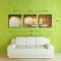 E-HOME Stretched Canvas Art Lotus Pond Autumn Decoration Painting Set Of 3