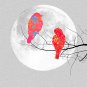 E-HOME Stretched Canvas Art Colorful Birds On A Branch Decoration Painting Set of 3