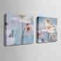 E-HOME Stretched Canvas Art Hazy White Flowers Decoration Painting Set Of 2