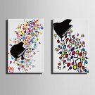 E-HOME Stretched Canvas Art Piano Notes Decoration Painting Set Of 2