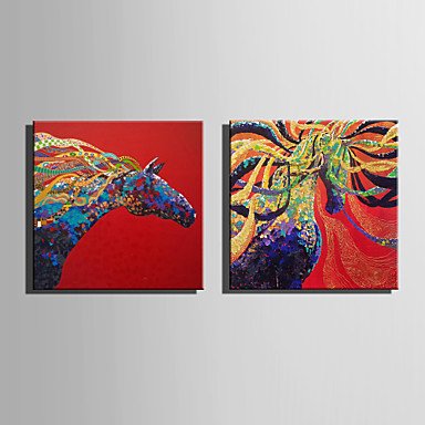E-HOME Stretched Canvas Art Flying Colored Horse Decoration Painting One Pcs