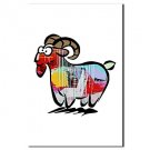 Hand Painted Oil Painting Animal Cartoon Goat with Stretched Frame