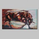 Large Hand Painted Modern Abstract Animal Bull Oil Painting On Canvas Wall Art Picture With Frame