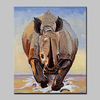 Hand Painted Modern Abstract Rhinoceros Animal Oil Painting On Canvas Wall Art Pictures For Home D