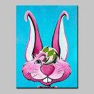 100% Hand Painted Big Ear Rabbits Animal Oil Painting On Canvas Modern Abstract Wall Art Picture F