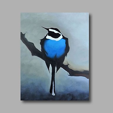 Ready to Hang Stethed Hand-Painted Oil Painting Canvas Wall Art Pop Art Animals Blue Birds Home De