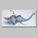 Hand Painted Modern Abstract Elephant Oil Painting On Canvas Wall Art With Stretched Frame Ready T