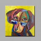 Hand-Painted Abstract Animal Square,Modern One Panel Canvas Oil Painting For Home Decoration
