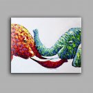 Hand-Painted Abstract Animal Square Modern One Panel Canvas Oil Painting For Home Decoration