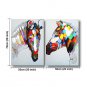 Ready to Hang Stretched Hand-Painted Oil Painting Canvas Animals Zebra Pop Art Home Deco Two Panel