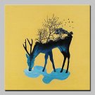 Hand-Painted Modern Abstract Grassland Deer Animal Oil Painting On Canvas Wall Art Picture For Hom