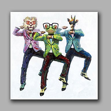 Hand-Painted Abstract Animal Square Modern One Panel Canvas Oil Painting For Home Decoration