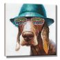 Hand Painted Oil Painting Animal A Dog With A Strange Glasses with Stretched Frame 7 Wall Arts
