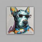 100% Hand-Painted Abstract / Animal Dog Hang-Painted Oil PaintingModern / Classic One Panel Canvas