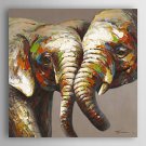 Hand Painted Oil Painting Animal Elephant Lovers with Stretched Frame