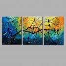 Hand-Painted Landscape / Animal 100% Hang-Painted Oil Painting,Modern / Pastoral Three Panels Canv