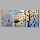 Hand-Painted Landscape / Animal 100% Hang-Painted Oil Painting,Modern / Pastoral Three Panels Canv
