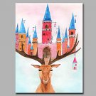 Castle and Elk 100% Hand Painted Contemporary Oil Paintings Modern Artwork Wall Art for Room Decor