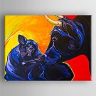 Oil Painting Cow and Little Cow Hand Painted Canvas with Stretched Framed Ready to Hang