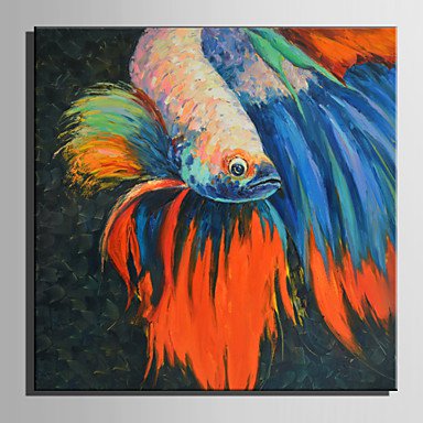 Mini Size E-HOME Oil painting Modern Color Goldfish Pure Hand Draw Frameless Decorative Painting