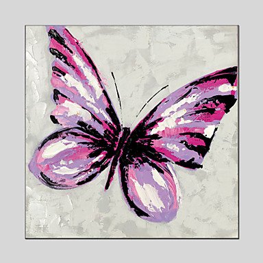Purple Butterfly Style Canvas Material Oil Paintings with Stretched Frame Ready To Hang Size 70*70