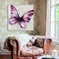 Purple Butterfly Style Canvas Material Oil Paintings with Stretched Frame Ready To Hang Size 70*70