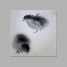 IARTS Hand Painted Modern Abstract Two Baby Chicken Playing Oil Painting On Canvas with Stretched