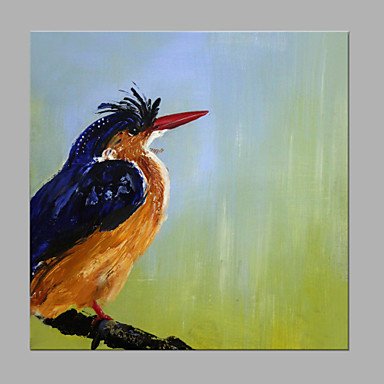 IARTS Hand Painted Modern Abstract Dark Brown & Blue Bird Looking Into The Sky Oil Painting On Can
