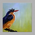 IARTS Hand Painted Modern Abstract Dark Brown & Blue Bird Looking Into The Sky Oil Painting On Can