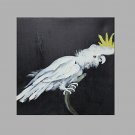 IARTS Hand Painted Modern Abstract Pure White Parrot Oil Painting On Canvas with Stretched Frame W