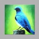 IARTS Hand Painted Modern Abstract Blue Feather Bird Looking Into The Sky Oil Painting On Canvas w