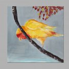 IARTS Hand Painted Modern Abstract Golden Bird on the Branch Oil Painting On Canvas with Stretched