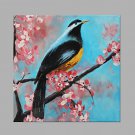 IARTS Hand Painted Modern Abstract Long Tail Magpie Bird Oil Painting On Canvas with Stretched Fra