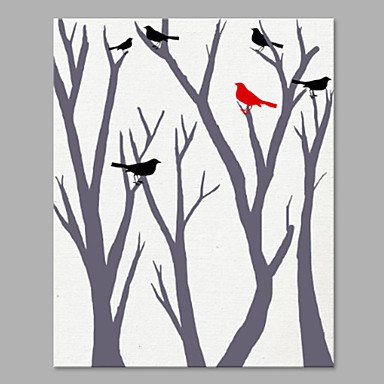 IARTS Hand Painted Modern Abstract Birds in the Woods Oil Painting On Canvas with Stretched Frame