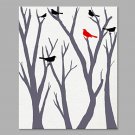 IARTS Hand Painted Modern Abstract Birds in the Woods Oil Painting On Canvas with Stretched Frame