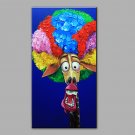 Hand-Painted Abstract Contemporary Exaggerated The Donkey Oil Painting Ready To Hang For Home Deco