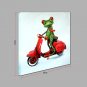 Hand-Painted Animal  The Frog To Ride Motorcycle Ready To Hang  Modern One Panel Canvas Oil Painti