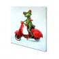 Hand-Painted Animal  The Frog To Ride Motorcycle Ready To Hang  Modern One Panel Canvas Oil Painti