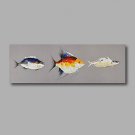 Stretched (Ready to hang) Hand-Painted Oil Painting 48"x16" Canvas Wall Art Modern Abstract Fishes
