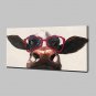 Hand Painted Wear Glasses Of Cattle Animal Oil Painting On Canvas Modern Abstract Wall Art Picture