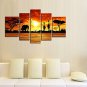 VISUAL STARAnimal Oil Painting Hand-Painted Canvas Wall Art Handmade Oil Painting Five Panels Read